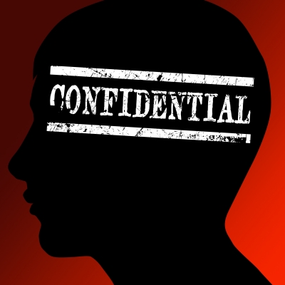 Confidential information on silhouette head